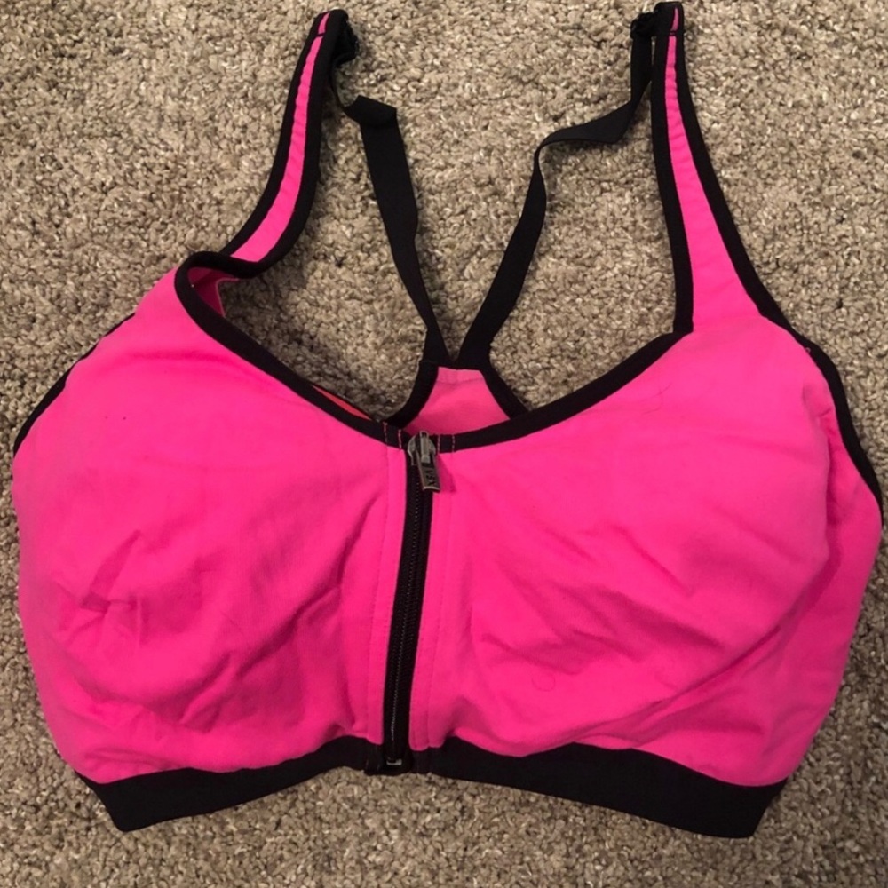 Victoria Secret Front-Zip Sports Bra, Black